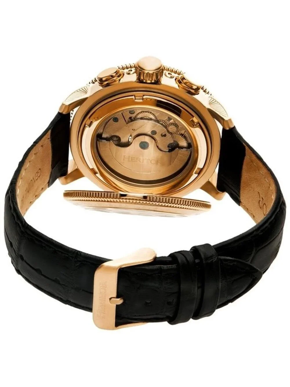 NWT Heritor Aura Vitreous Enamel Semi-Skeleton Dial Men's Watch